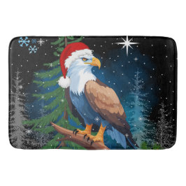 Tapete De Banheiro Bald Eagle Vestindo Natal Hat Winter Scenay