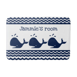 Tapete De Banheiro Baleia e ondas Blue e White Custom