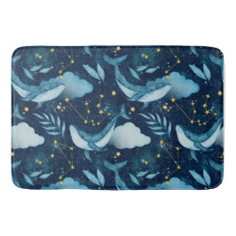 Tapete De Banheiro Baleias Azuis De Aquarela, Tratadas Pelo Oceano