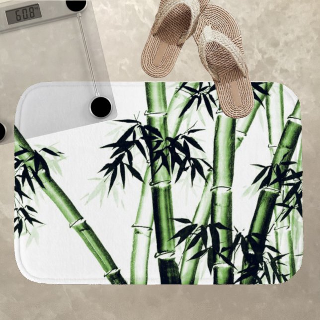 Tapete De Banheiro Bambu - Arte Chinesa - Um - Bath Mat Verde (Criador carregado)