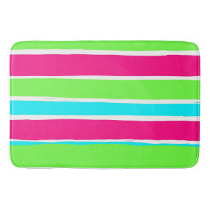 Tapete De Banheiro Bandas Azuis Cor-de-Rosa Verde