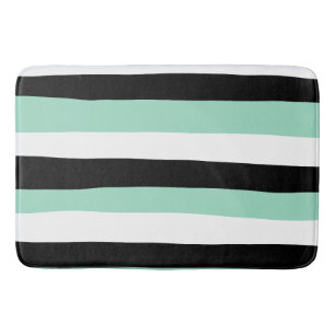 Tapete De Banheiro Bandas irregulares - Verde, branco e preto