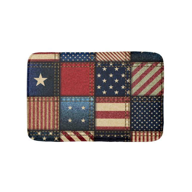 Tapete De Banheiro Bandeira Americana, Patchwork Perfeitamente Padrão (frente)