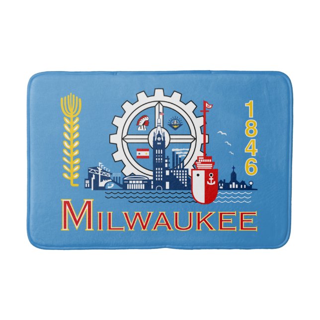 Tapete De Banheiro Bandeira de Milwaukee, Wisconsin Bath Mat (Frente)