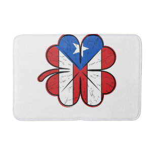 Tapete De Banheiro Bandeira do Trevo de Porto Rico Vetor de Gravação 