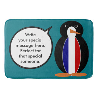 Tapete De Banheiro Bandeira Francesa Pinguim Falante Personalizado