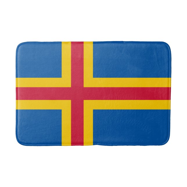 Tapete De Banheiro Bandeira Patriótica das Ilhas Åland (Frente)
