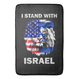 Tapete De Banheiro Bandeiras de Israel e EUA Leão _ Eu apoio Israel