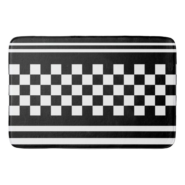 Tapete De Banheiro Banheira/Checkered e Strips (Frente)