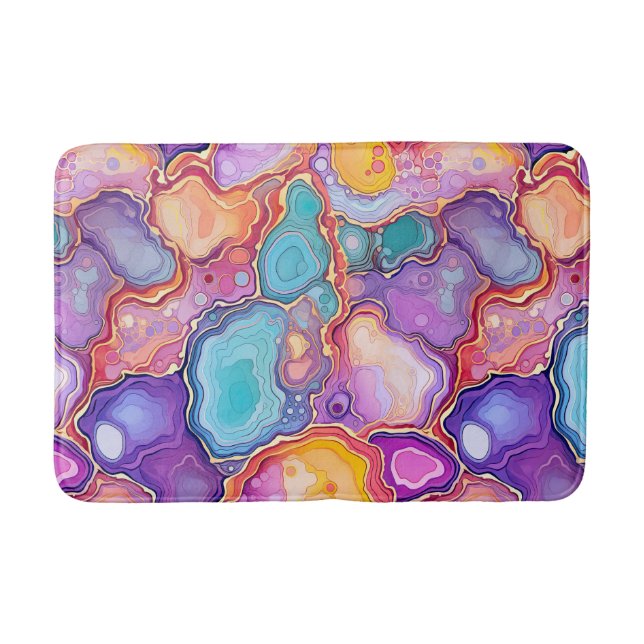 Tapete De Banheiro Banheira de Abstrato de Geode Agate Funky (Frente)