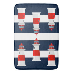 Tapete De Banheiro Banheira - Farol Blue Stripes