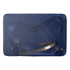 Tapete De Banheiro Banheira Floral de Onda Azul