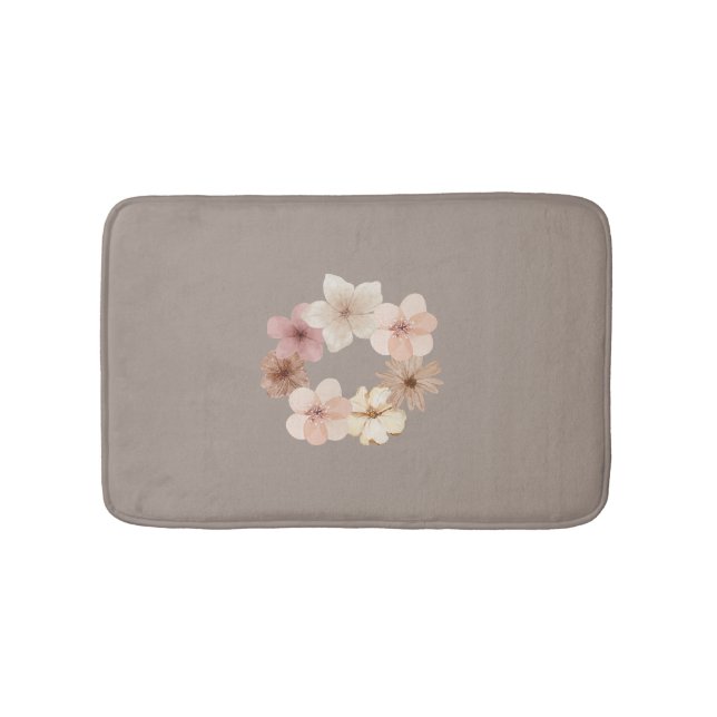 Tapete De Banheiro Banheira Floral Rosa e Taupe | Banheiro Elegante (frente)