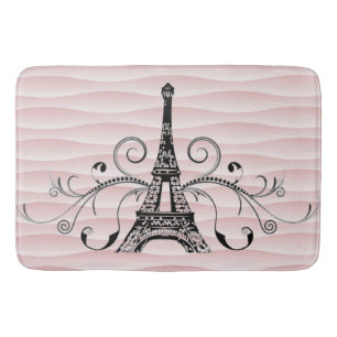 Tapete De Banheiro Banheira Flourada de Toalha Eiffel Rosa