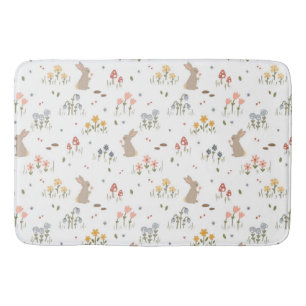 Tapete De Banheiro Banheiro de felz pascoa Coelhinho de Flores Selvag