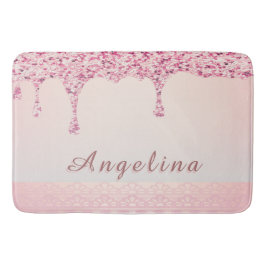 Tapete De Banheiro Banho Elegante Rosa Glam com Efeito de Gotejamento