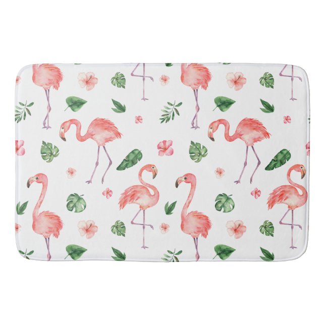 Tapete De Banheiro Banhroom Tropical Rosa Flamingo Patterno (Frente)