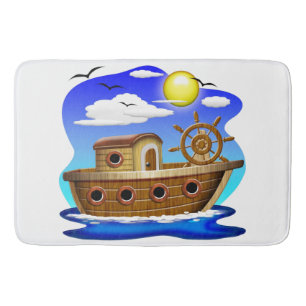 Tapete De Banheiro Barco de Pesca Cartoon