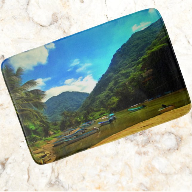 Tapete De Banheiro Barcos De Pesca Do Rio Mismaloya 0344 (Criador carregado)