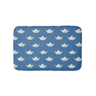 Tapete De Banheiro Barcos Origami No Padrão De Água