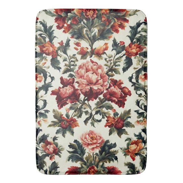 Tapete De Banheiro Barroco italiano. Flores e Folhas Chic (Frente Vertical)