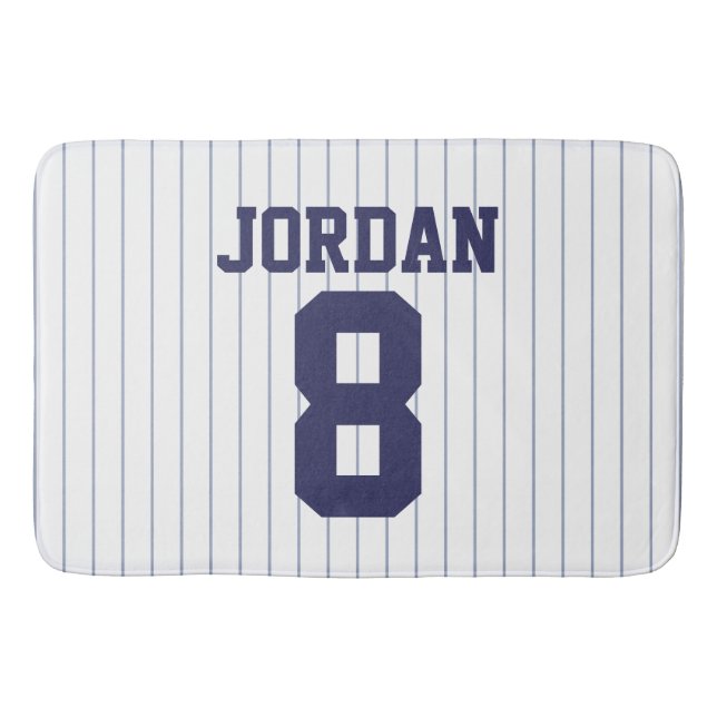 Tapete De Banheiro Baseball Jersey com nome e número personalizados (Frente)