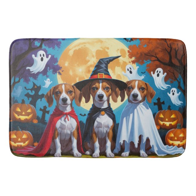 Tapete De Banheiro Basenji Dogs Pumpkin Halloween Engraçado (Frente)