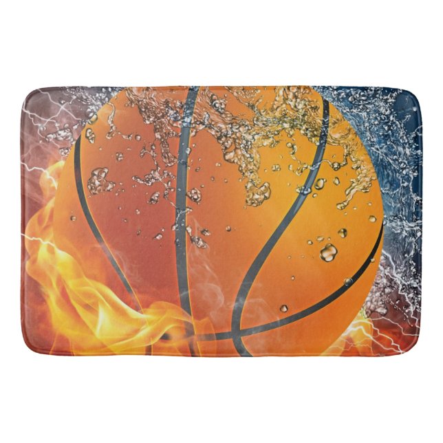 Tapete De Banheiro Basquete flamejante (Frente)