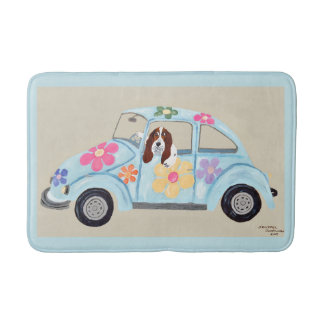 Tapete De Banheiro Basset Hound no Carro Hippie