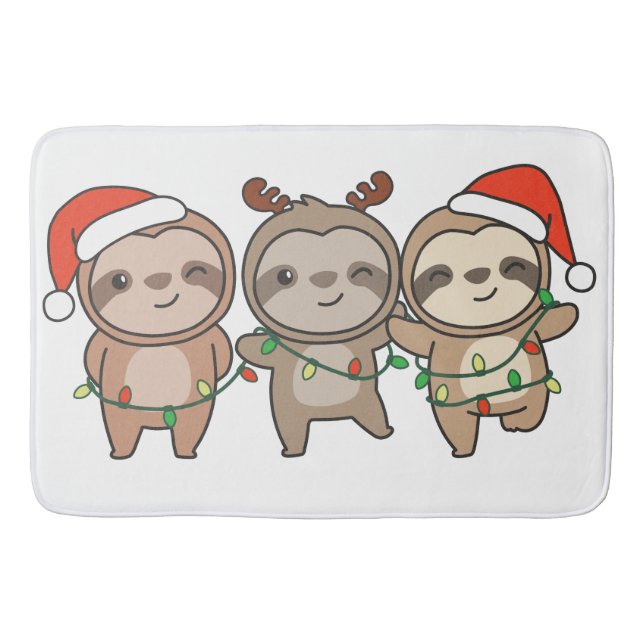 Tapete De Banheiro Bastante Natal Animais de Natal Bons Sloth (Frente)