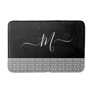 Tapete De Banheiro Bath inicial do monograma branco-negro náutico br
