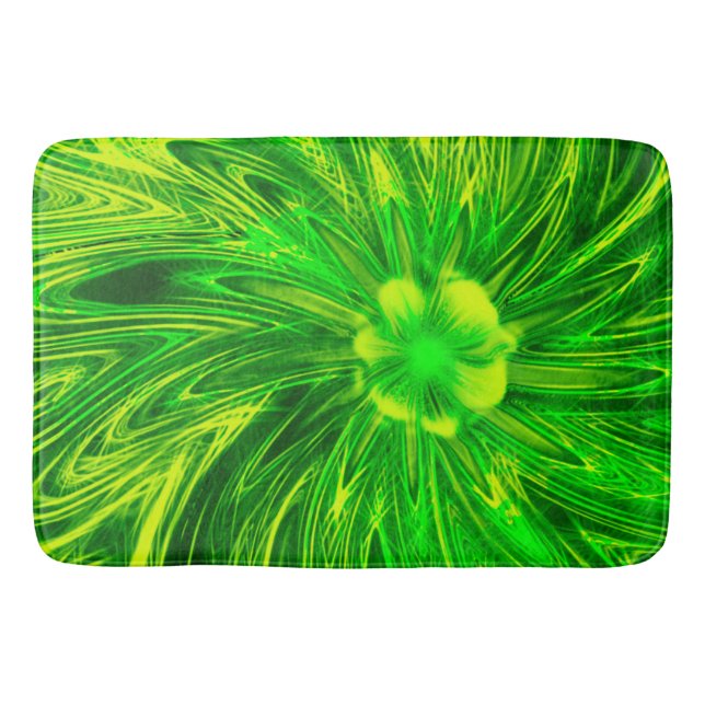 Tapete De Banheiro Bath Mat Abstrato Lines Green Flower (Frente)