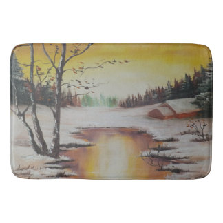 Tapete De Banheiro Bath Mat Ann Hayes Pintando Cena de Inverno