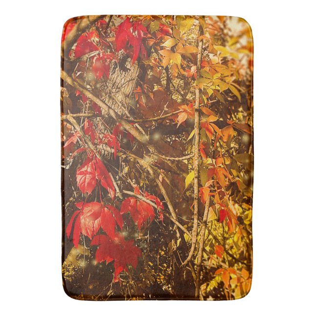 Tapete De Banheiro Bath Mat Autumn Red Yellow (Frente Vertical)