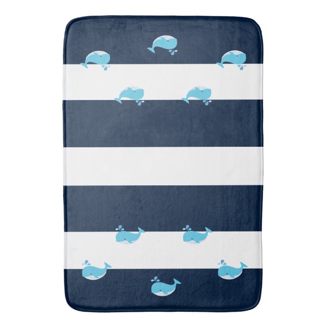 Tapete De Banheiro Bath Mat - Baleia Azul Claro (Frente Vertical)