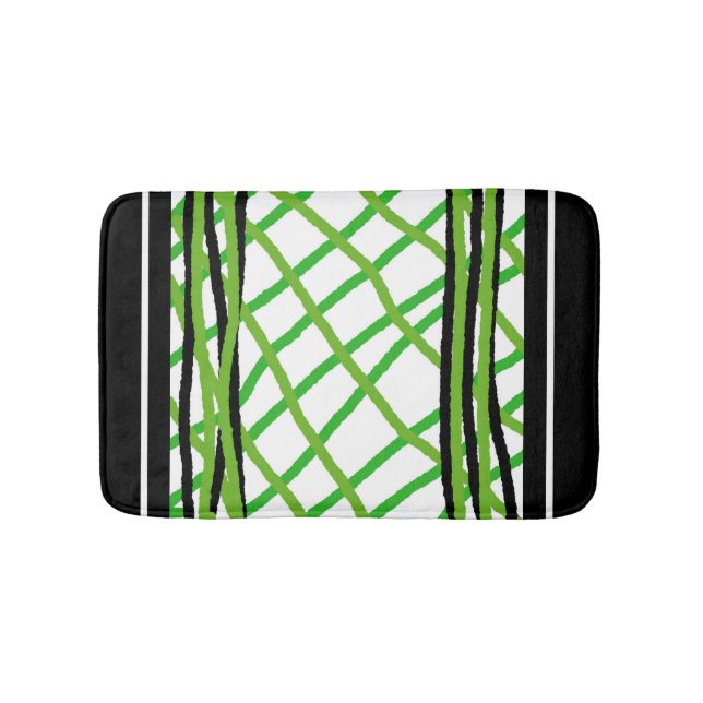 Tapete De Banheiro Bath Mat Black and Green Weave (frente)