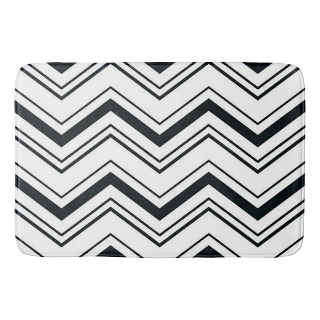Tapete De Banheiro Bath Mat/Black and White Zags (Frente)