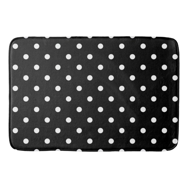 Tapete De Banheiro Bath Mat/Black com Bolinhas brancas (Frente)