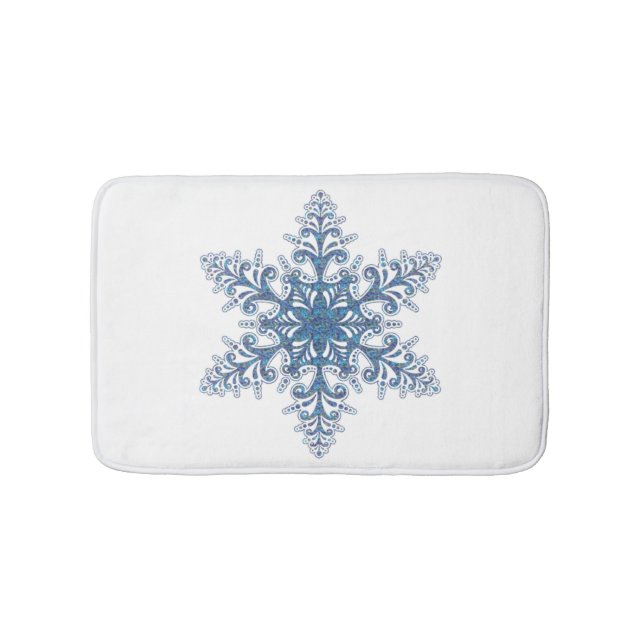 Tapete De Banheiro Bath Mat Blue Snowflake (frente)
