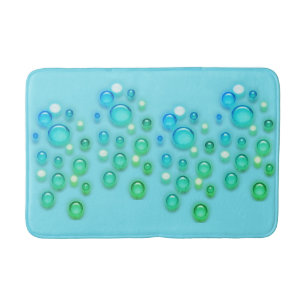 Tapete De Banheiro Bath Mat - Bolhas azuis e verdes em Aqua