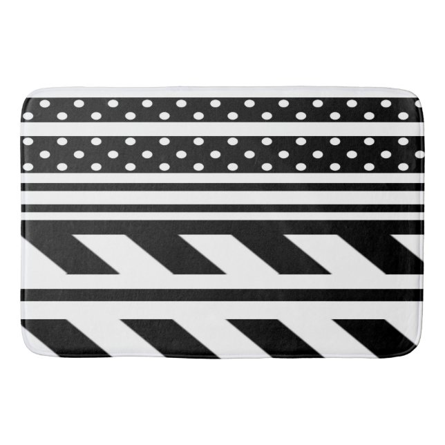 Tapete De Banheiro Bath Mat/Bolinhas e faixas (Frente)