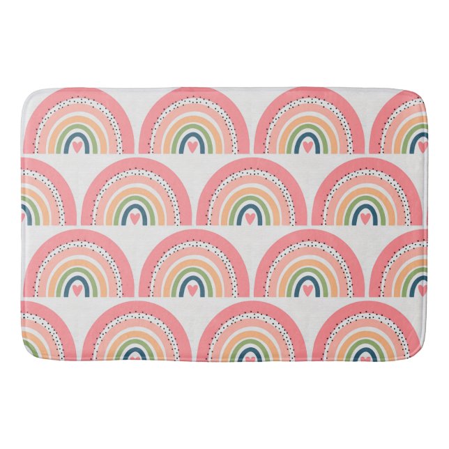 Tapete De Banheiro Bath Mat - Bolinhas rosa arco-íris (Frente)