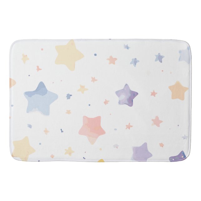 Tapete De Banheiro Bath Mat branca e branca, com estrelas (Frente)