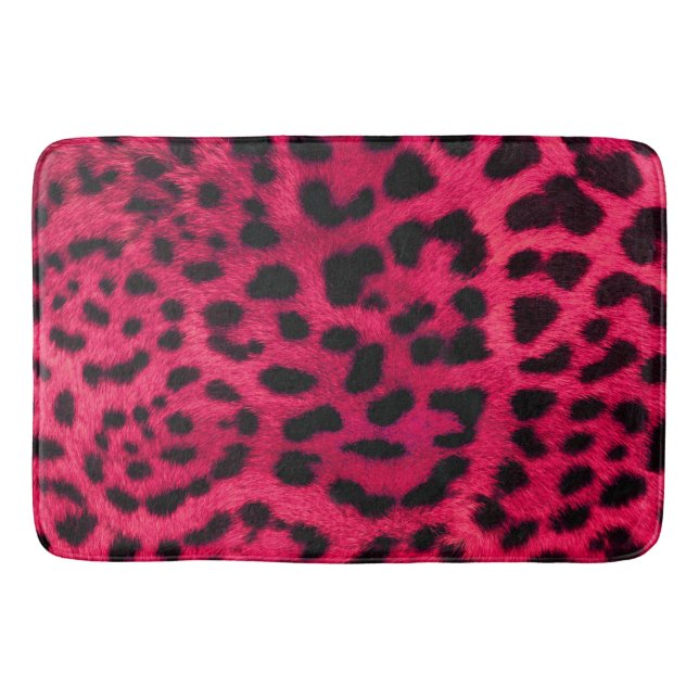 Tapete De Banheiro Bath Mat/Cheetah Impressão rosa-quente (Frente)
