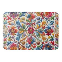 Tapete De Banheiro Bath Mat Colorful Red Floral Design