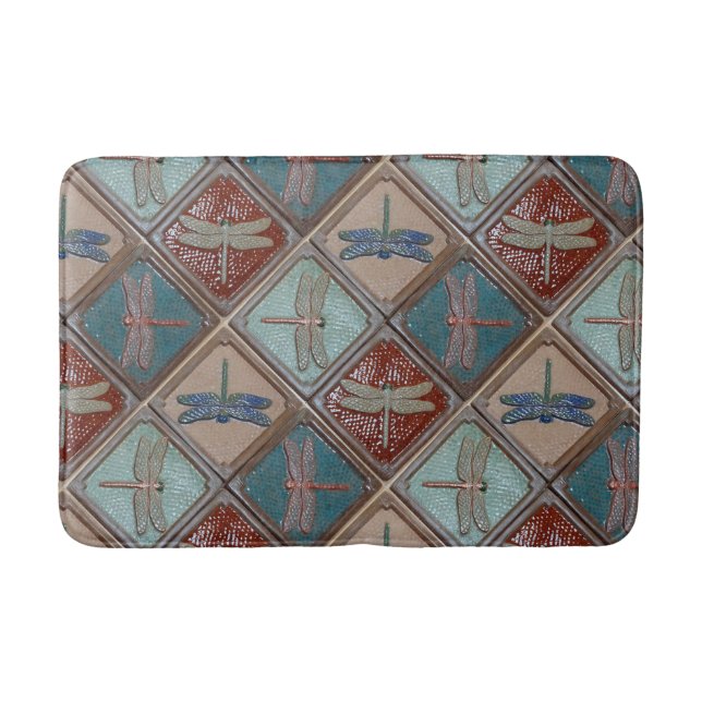 Tapete De Banheiro Bath mat com azulejo de libélula (Frente)