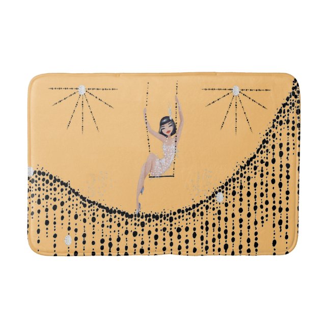 Tapete De Banheiro Bath Mat com Flapper Girl no Swing (Frente)