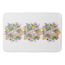 Tapete De Banheiro Bath Mat de Aquarela de Flores Selvagens