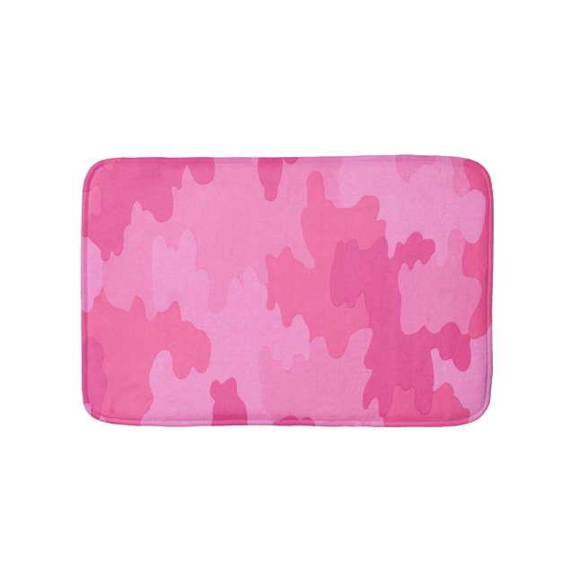 Tapete De Banheiro Bath Mat, de Camuflagem Rosa Quente (frente)