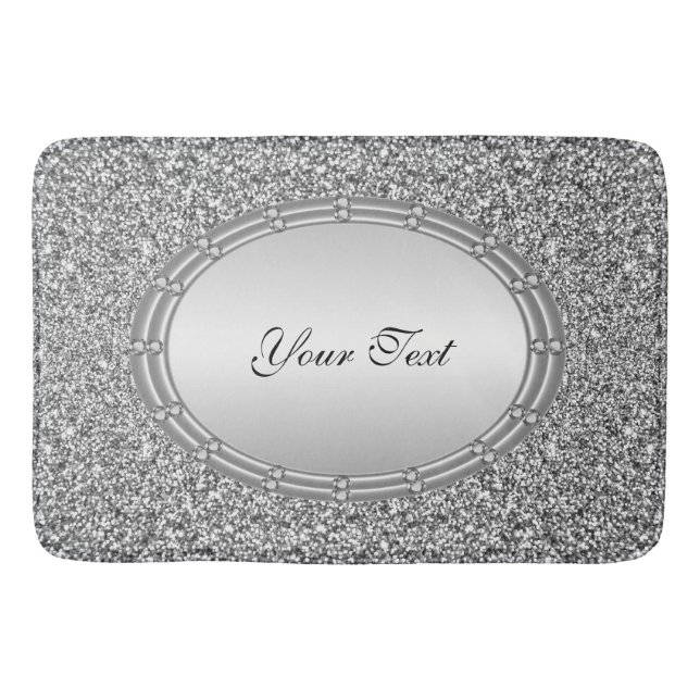 Tapete De Banheiro Bath Mat de Frame de Glitter Silver (Frente)